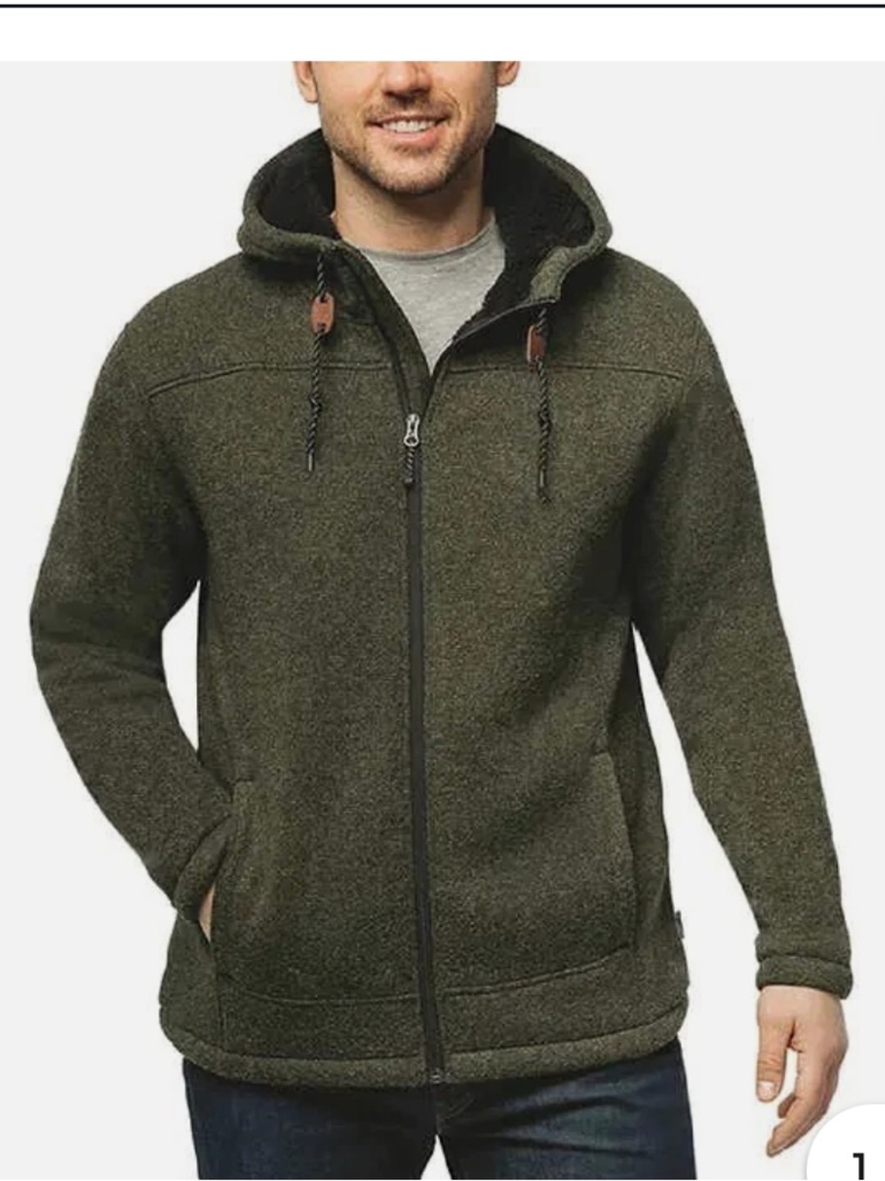 ⭐️‎ Free Country Men's Green Fleece Hooded Insulated Hooded Jacket Size XL